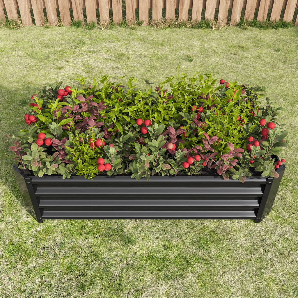 Metal Raised Garden Bed with Durable Metal Construction - Black