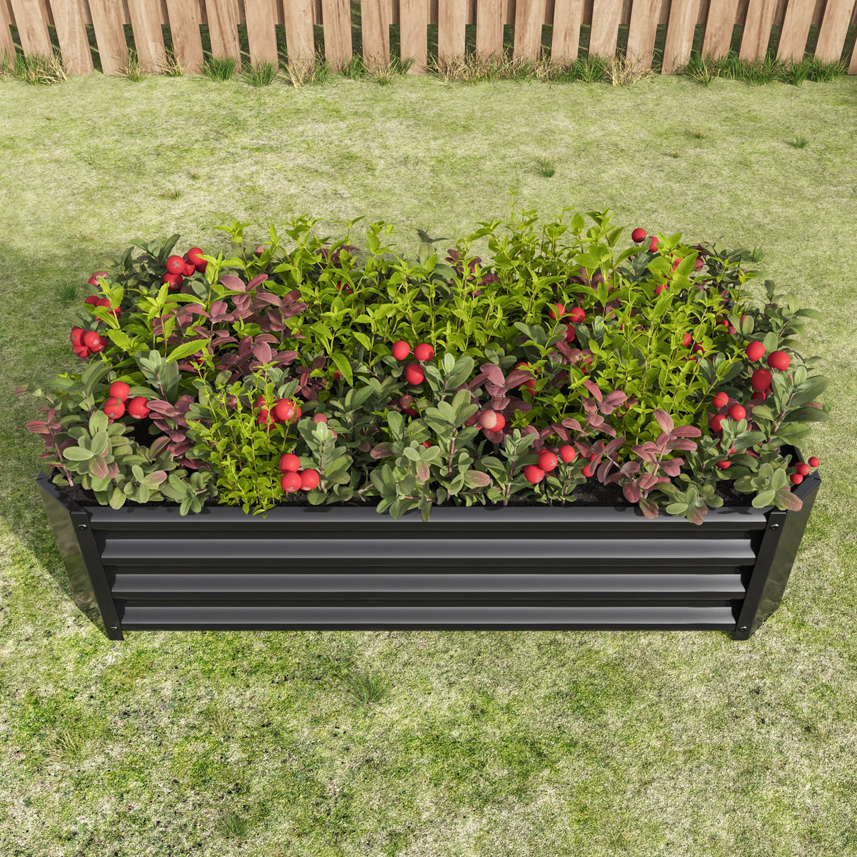 Metal Raised Garden Bed with Durable Metal Construction - Black