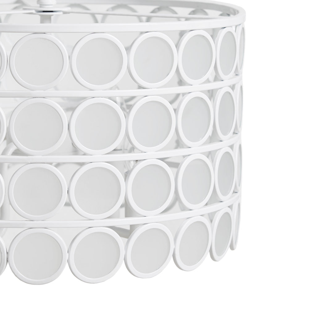 4-Light Glass Drum Shade Chandelier with Frosted Glass - White