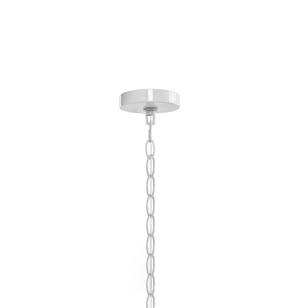 4-Light Glass Drum Shade Chandelier with Frosted Glass - White
