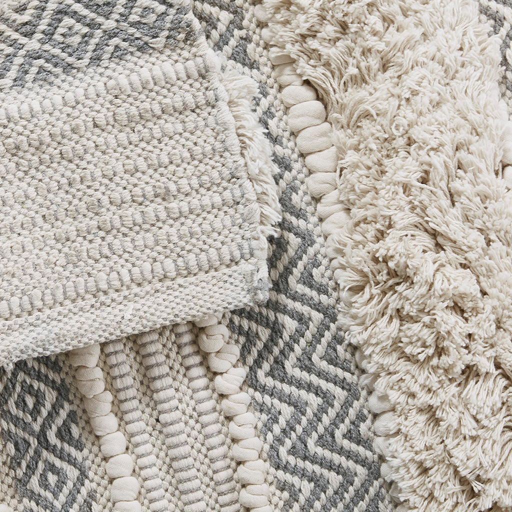 Woven Texture Stripe Bath Rug with Durable Hot Melt Backing - Grey or Multicolor
