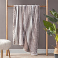 Oversized Faux Fur Throw Blanket with Reversible Faux Mink - Ash