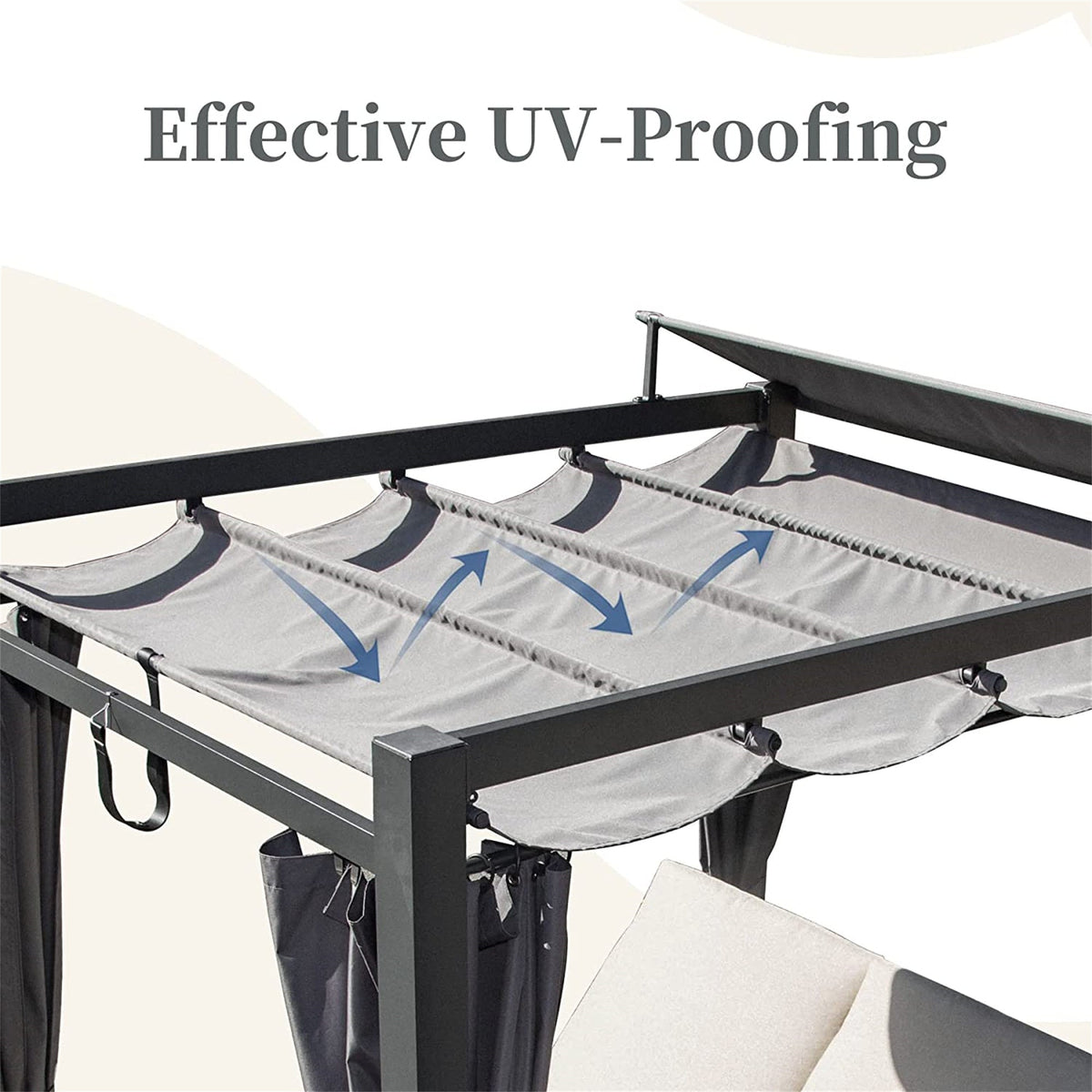 Aluminum Outdoor Patio Daybed with Retractable Canopy - Silver