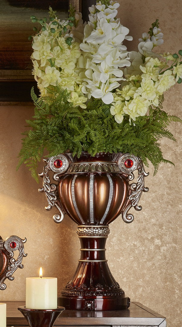 Bronze Urn-Shaped Decorative Vase with Urn Design - 17.5" Tall