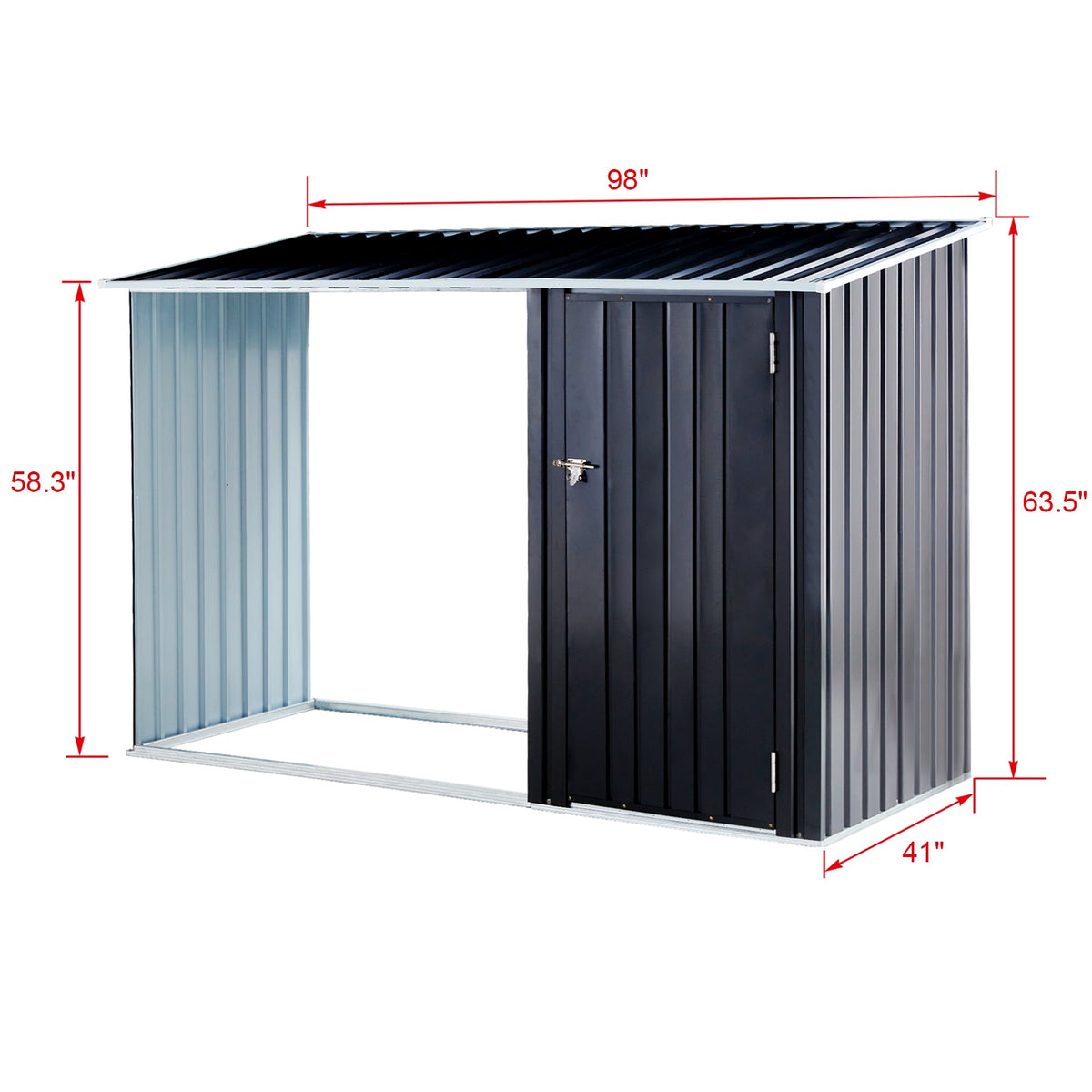Firewood Storage Shed - Anthracite Galvanized Steel