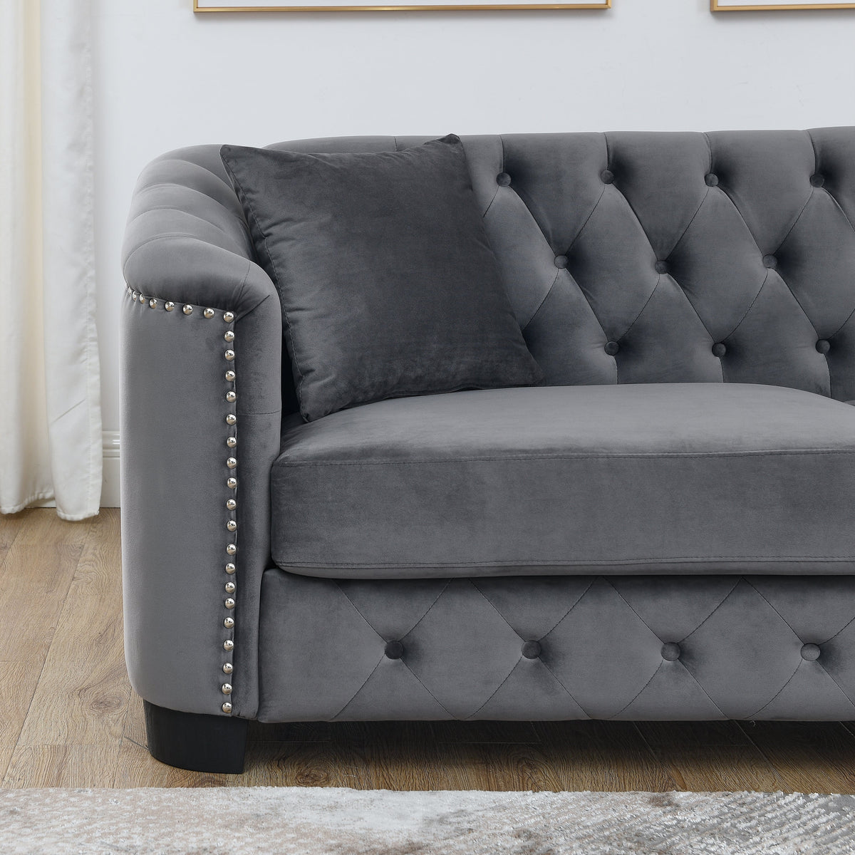 Velvet Chelsfield Sofa Set with Deep Seat Cushions - Grey, Beige, or Black