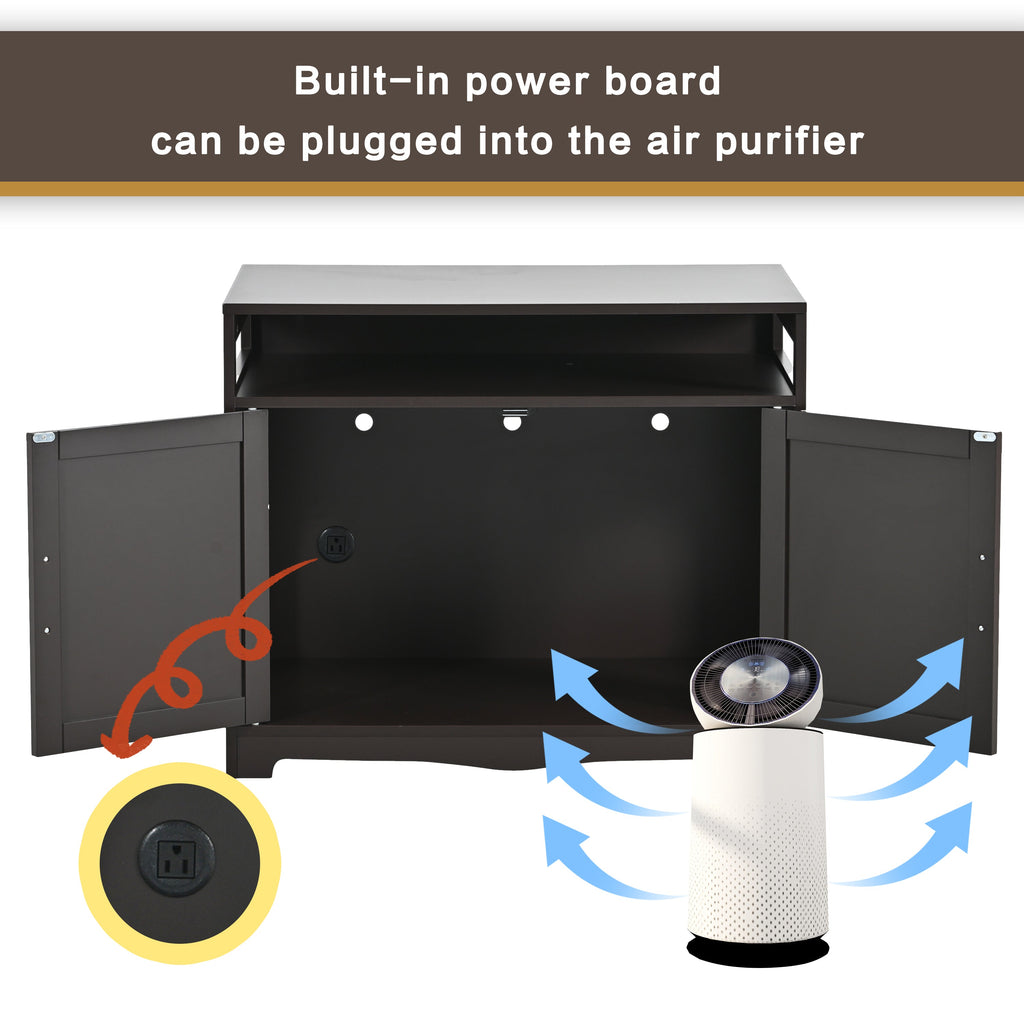 Litter Box Enclosure with Hidden Plug - Espresso MDF