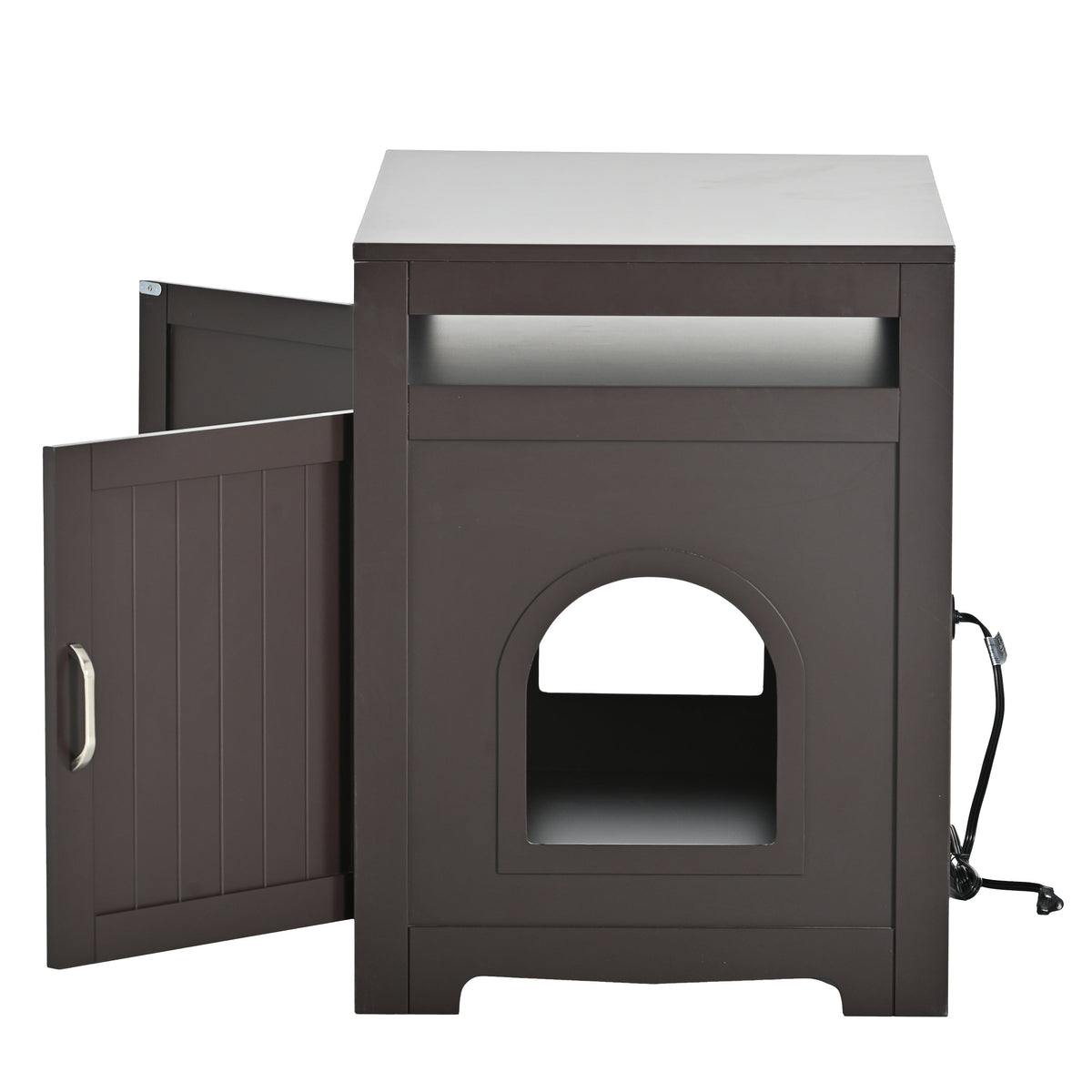 Litter Box Enclosure with Hidden Plug - Espresso MDF