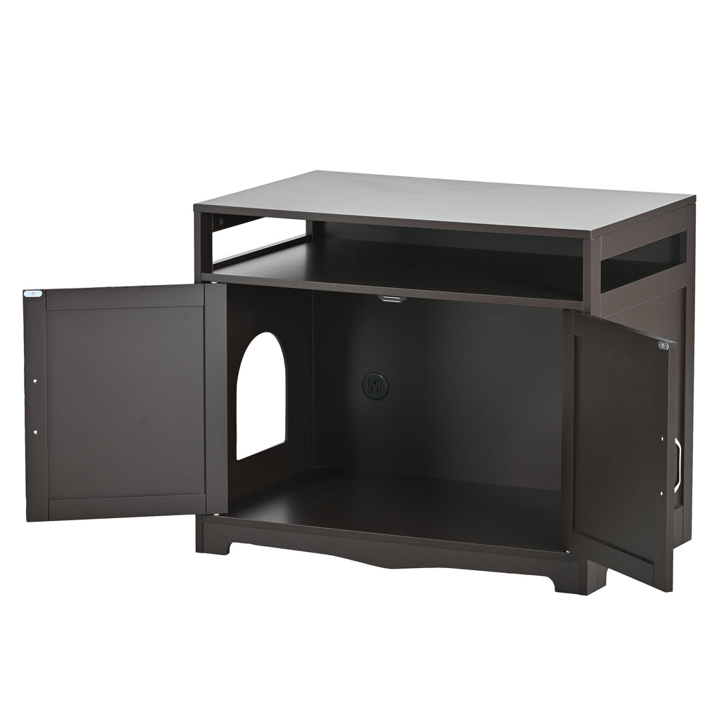 Litter Box Enclosure with Hidden Plug - Espresso MDF