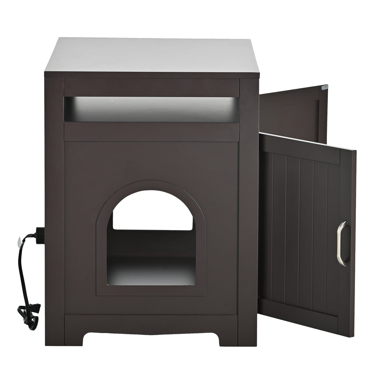 Litter Box Enclosure with Hidden Plug - Espresso MDF