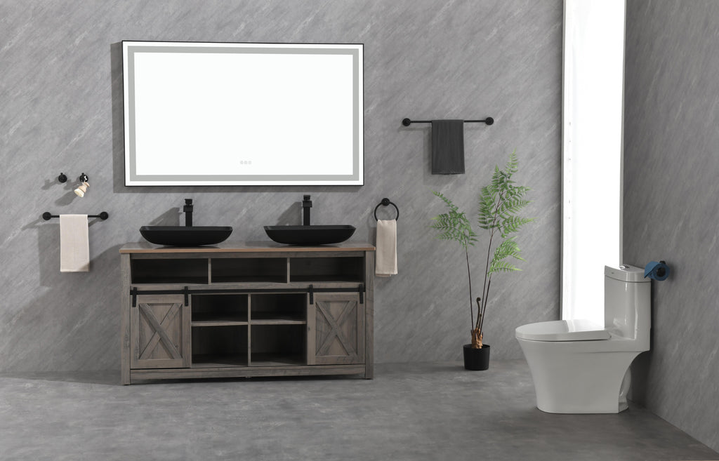 Framed LED Bathroom Vanity Mirror with Three Color Lights - Polished Crystal