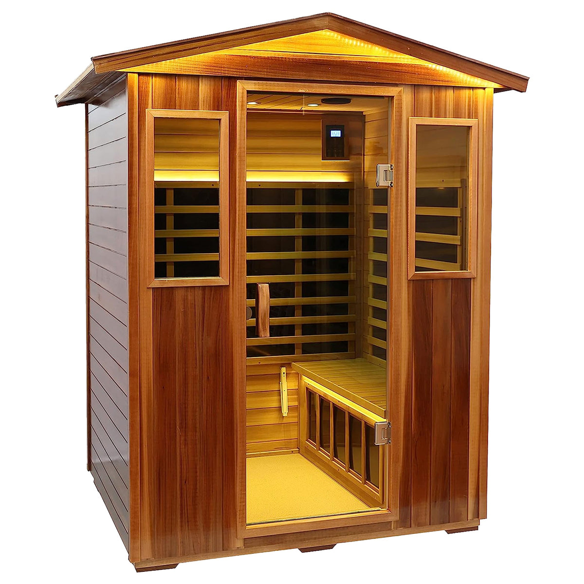 Four-Person Far-Infrared Outdoor Sauna with Carbon Crystal Heating Plates - Natural Hemlock