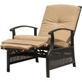 Patio Recliner Chair with Cushions and Adjustable Reclining Back - Steel Frame