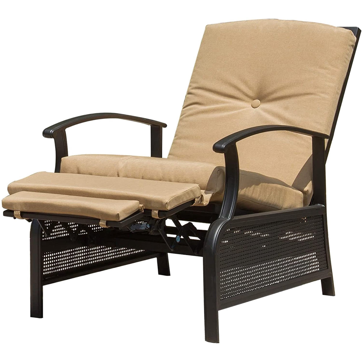 Patio Recliner Chair with Cushions and Adjustable Reclining Back - Steel Frame