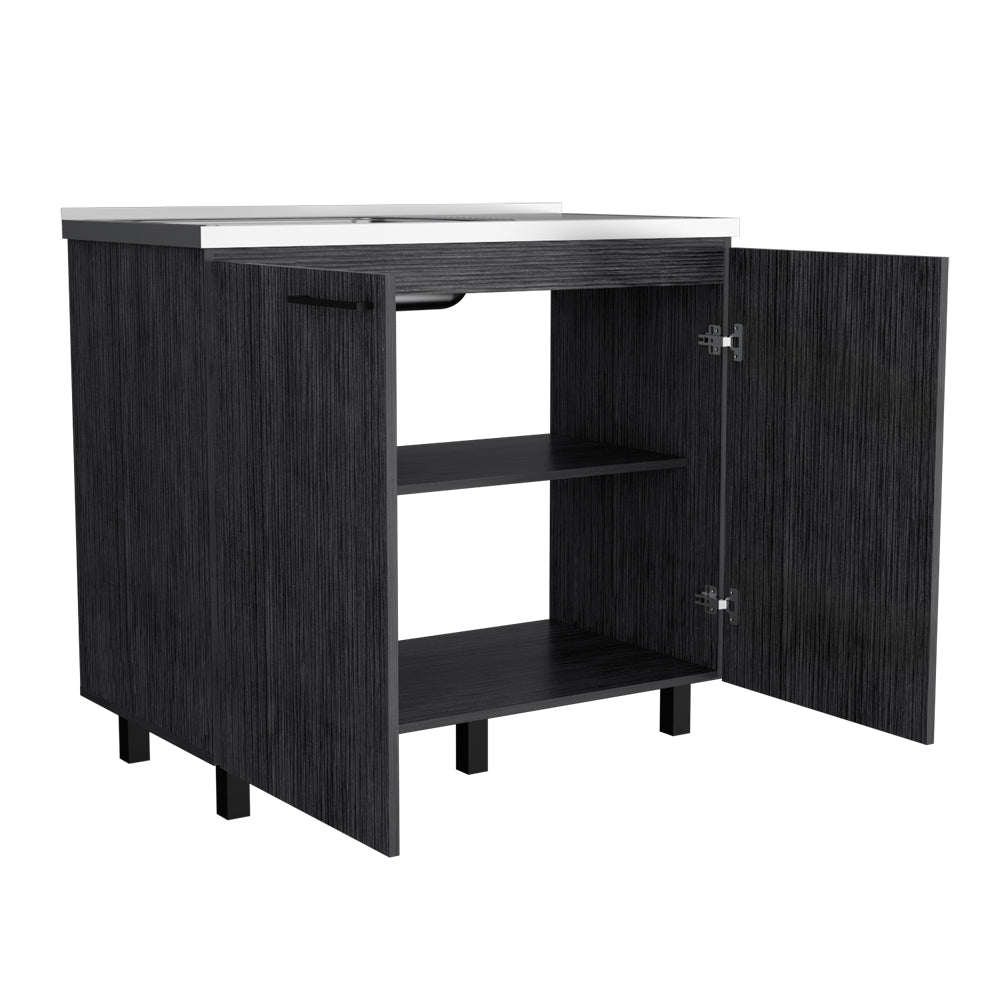 Utility Sink Cabinet Burwood with Two Shelves - Smokey