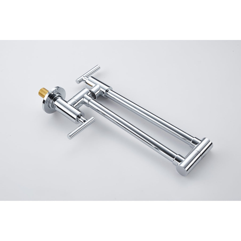 Wall Mount Folding Kitchen Pot Filler Faucet with Folding Arm - Brass
