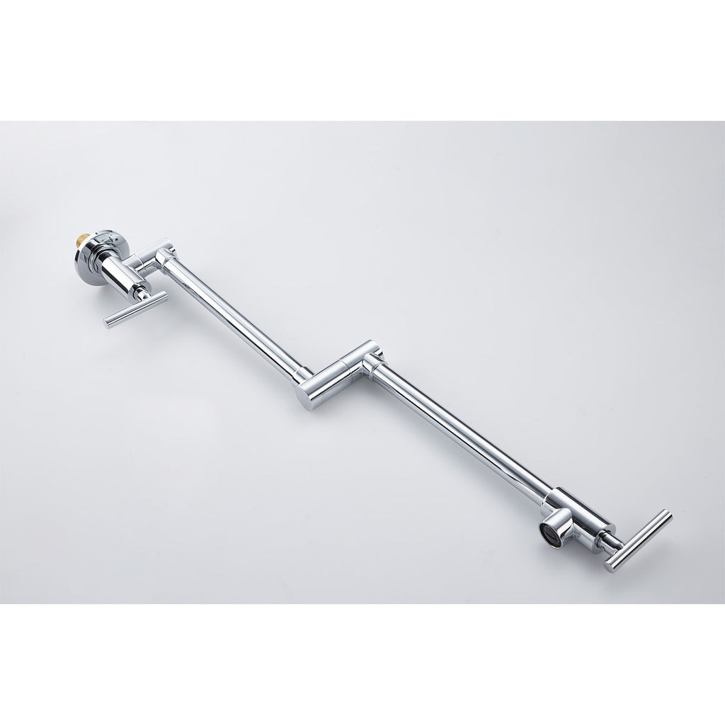 Wall Mount Folding Kitchen Pot Filler Faucet with Folding Arm - Brass