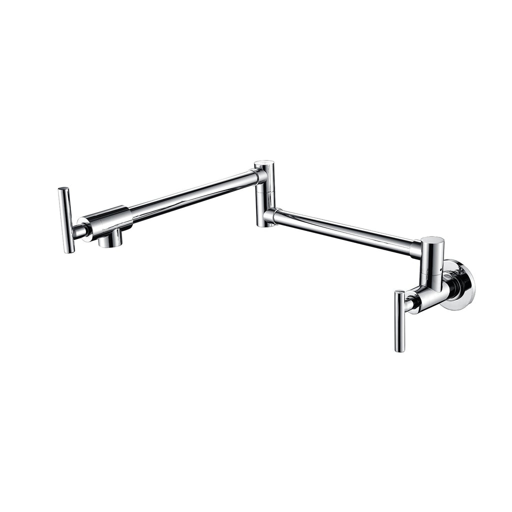Wall Mount Folding Kitchen Pot Filler Faucet with Folding Arm - Brass