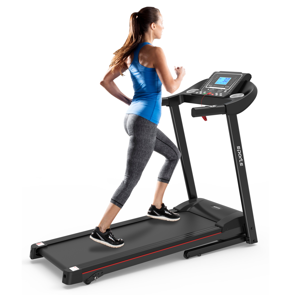 Foldable Treadmill with Fitshow App and Incline – Carbon Steel