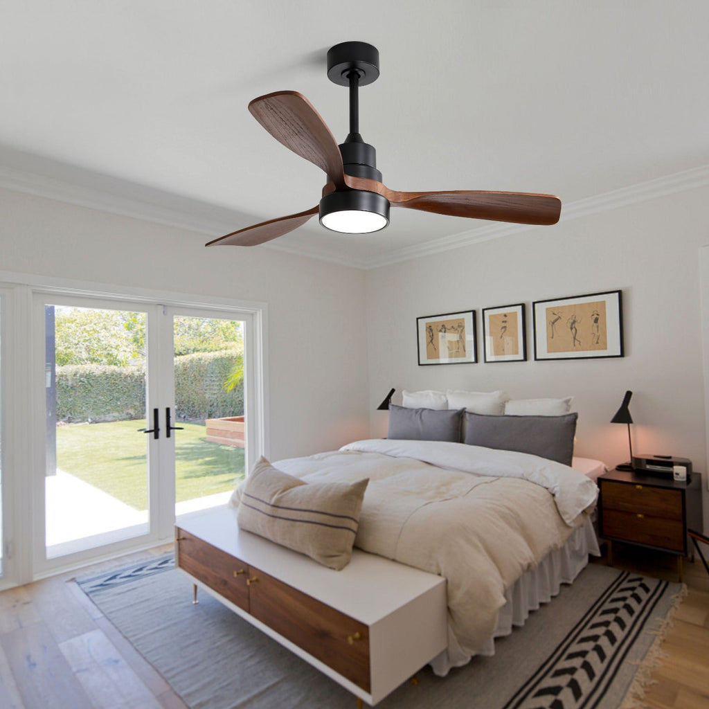 48 Inch Wood Ceiling Fan with Remote Control - Black