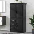 Tall and Wide Storage Cabinet with Doors - Black