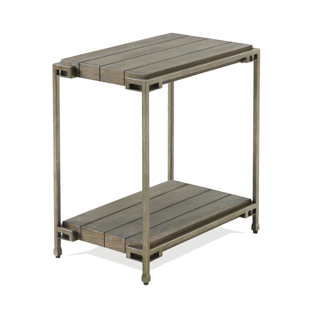Wood Living Room Chairside Table with Metal Frame - Aged Graphite