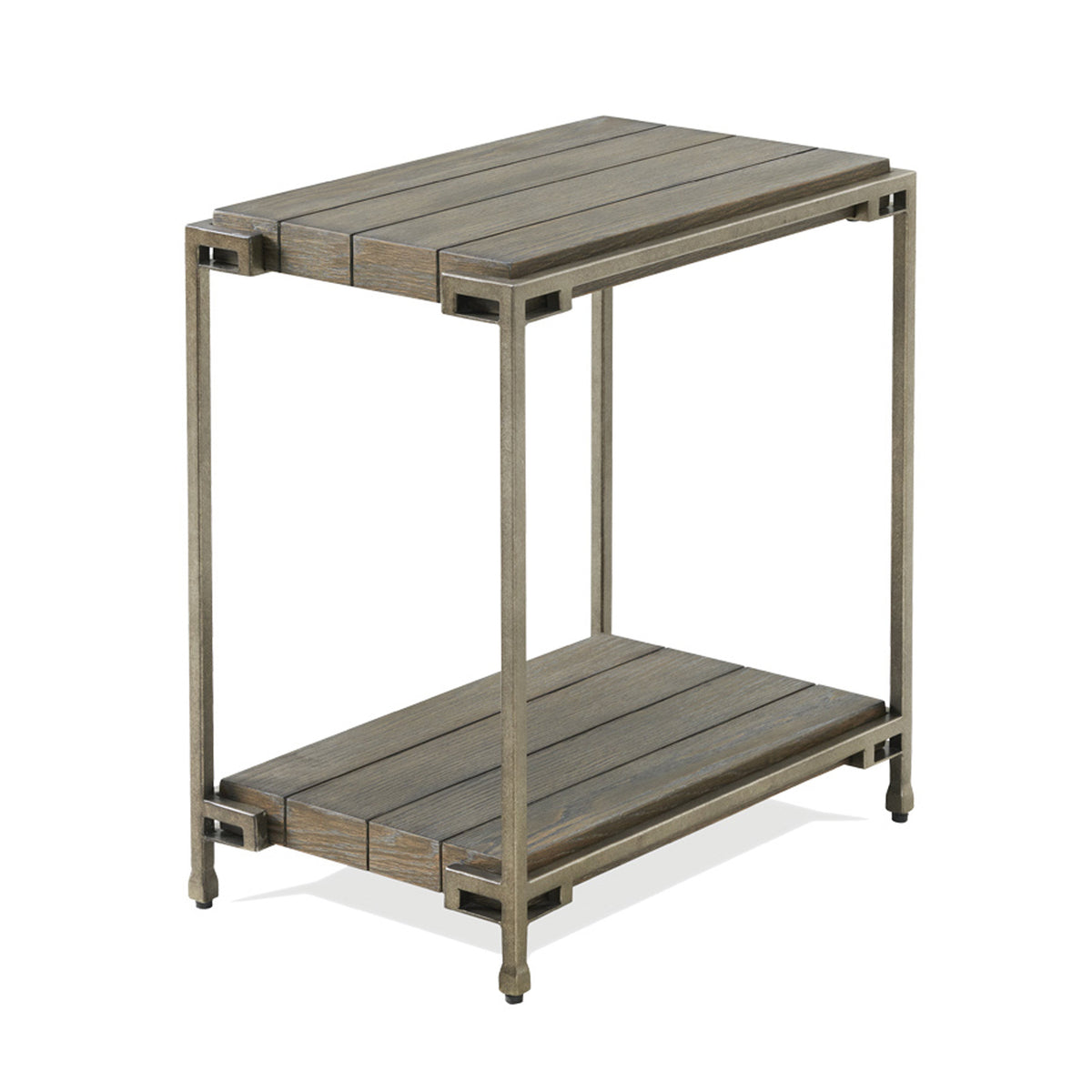 Wood Living Room Chairside Table with Metal Frame - Aged Graphite