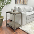 Wood Living Room Chairside Table with Metal Frame - Aged Graphite