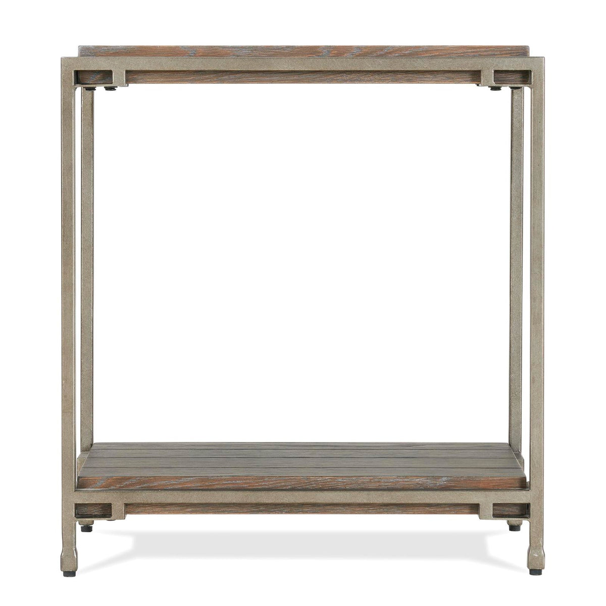 Wood Living Room Chairside Table with Metal Frame - Aged Graphite