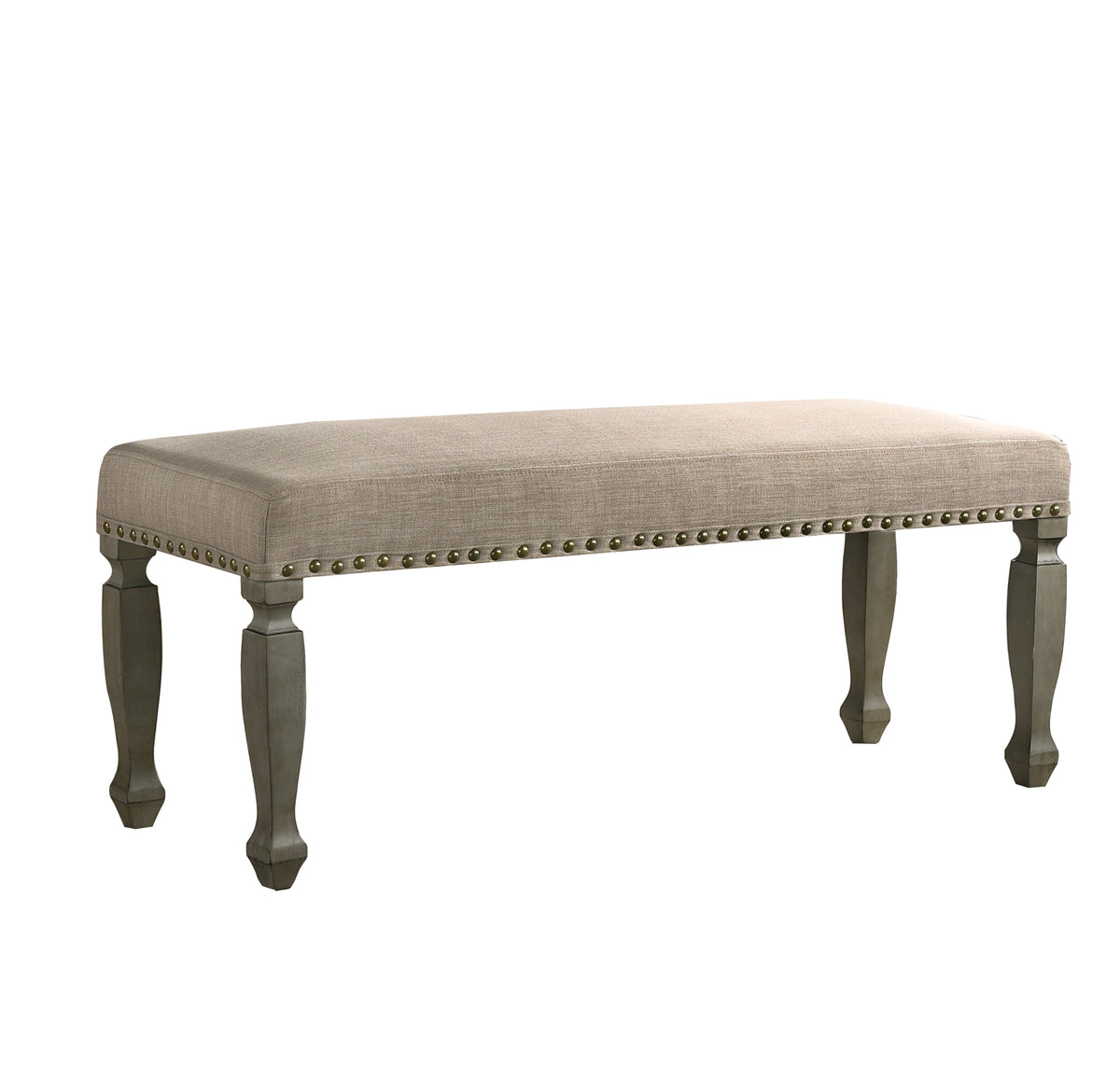 Breda Antique Bench with Cushioned Seat - Tan
