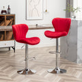 Adjustable Swivel Barstools with Chrome Finish and Upholstered Seat - Set of 2