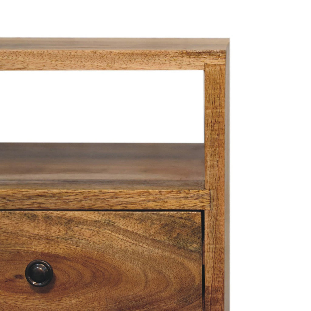 Solid Wood Mini Oak-ish Classic Nightstand with 2 Drawers - Oak