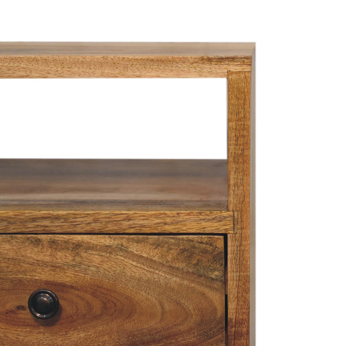 Solid Wood Mini Oak-ish Classic Nightstand with 2 Drawers - Oak