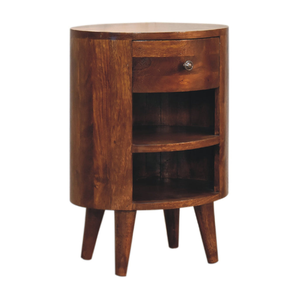 Solid Wood Cortez Nightstand with Drawer and Open Storage - Chestnut Finish