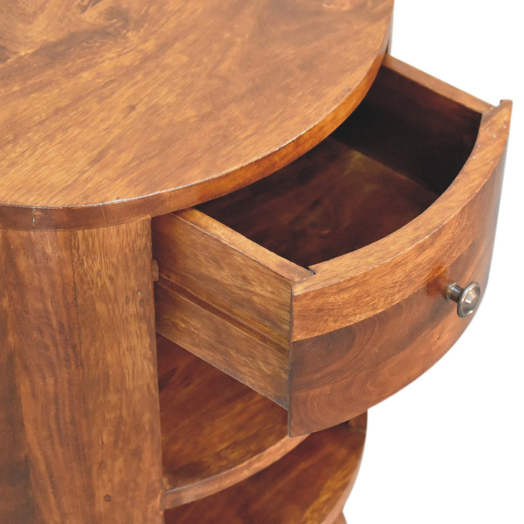Solid Wood Cortez Nightstand with Drawer and Open Storage - Chestnut Finish