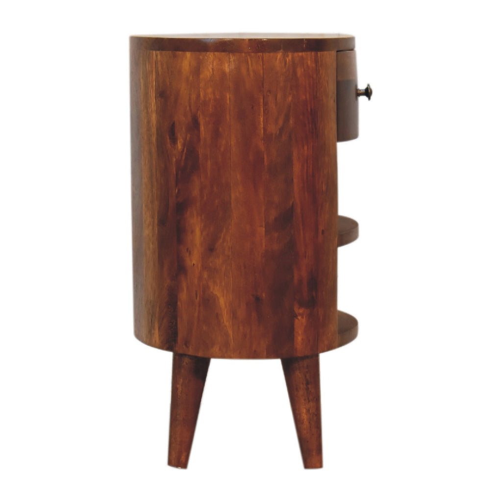 Solid Wood Cortez Nightstand with Drawer and Open Storage - Chestnut Finish