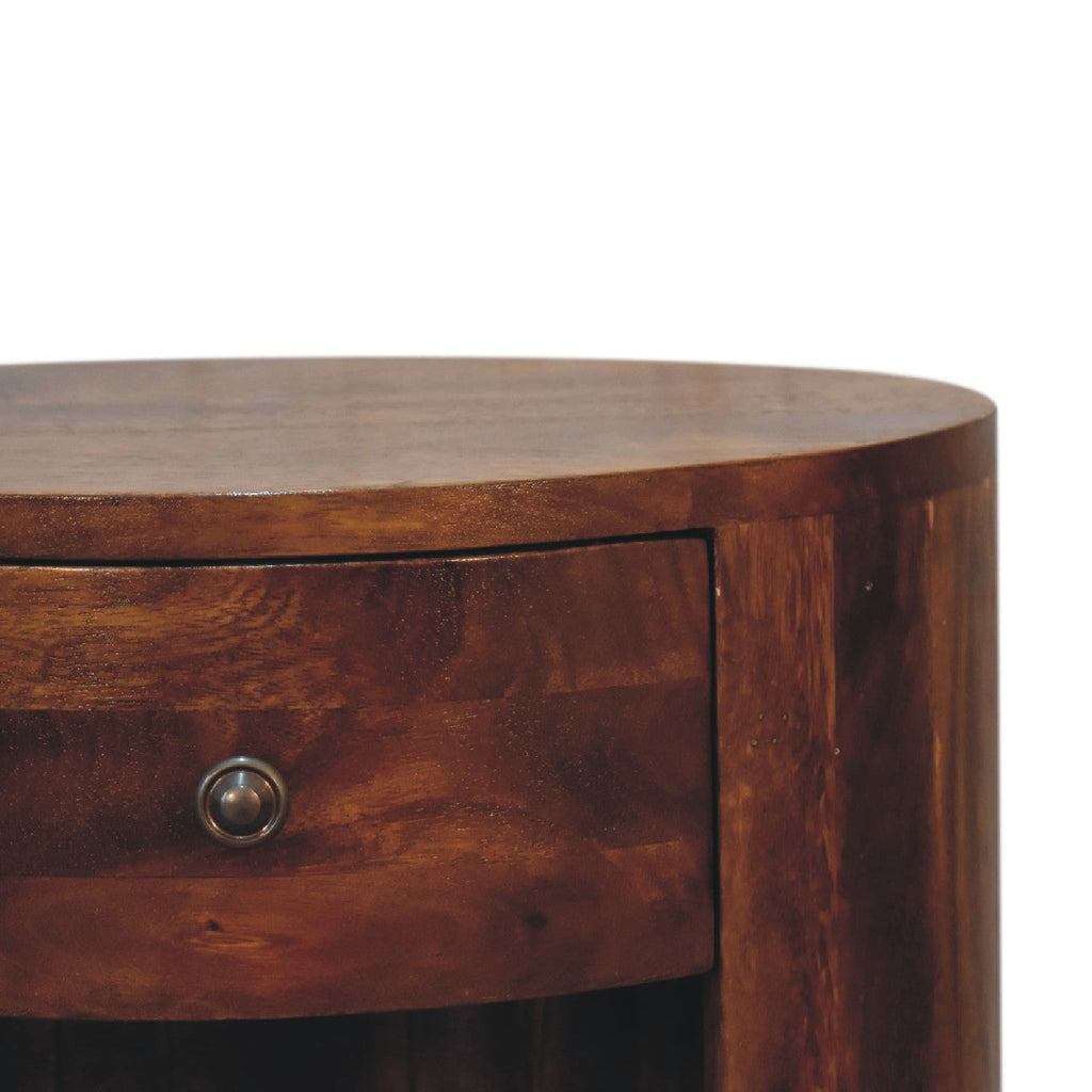 Solid Wood Cortez Nightstand with Drawer and Open Storage - Chestnut Finish