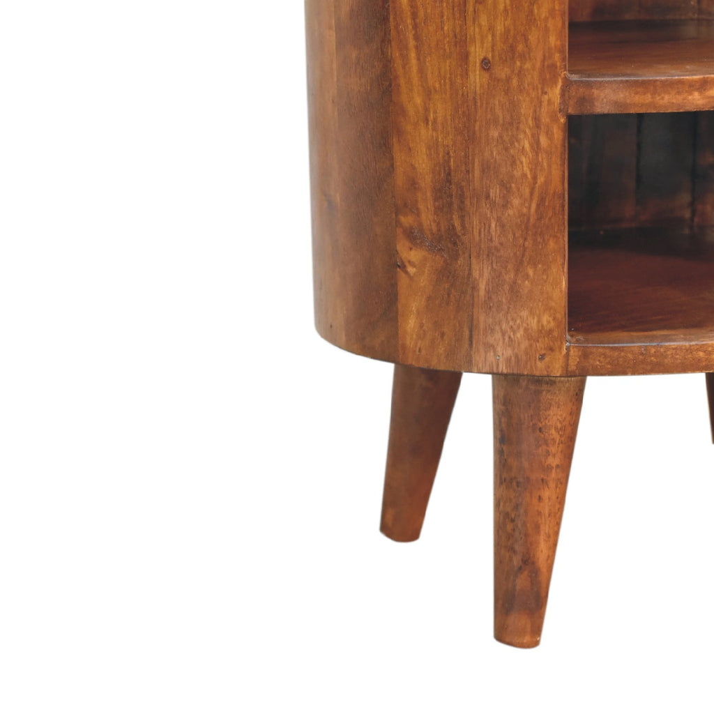 Solid Wood Cortez Nightstand with Drawer and Open Storage - Chestnut Finish