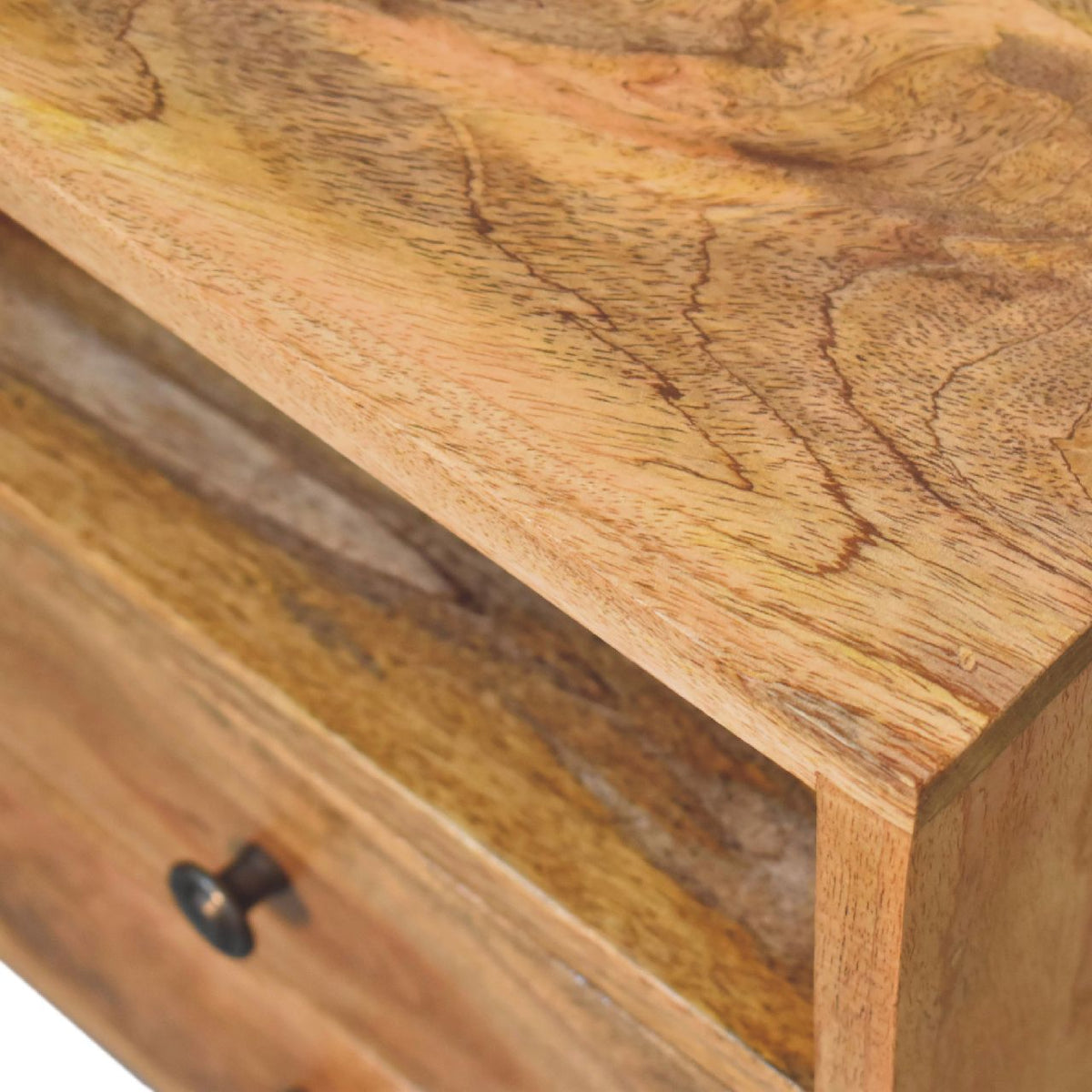 Solid Wood Mini Oak-ish Classic Nightstand with 2 Drawers - Oak