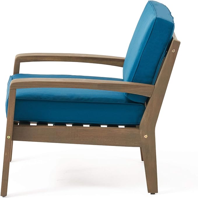 Grenada Club Chair Patio Seating with Acacia Wood Frame - Grey