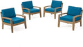 Grenada Club Chair Patio Seating with Acacia Wood Frame - Grey