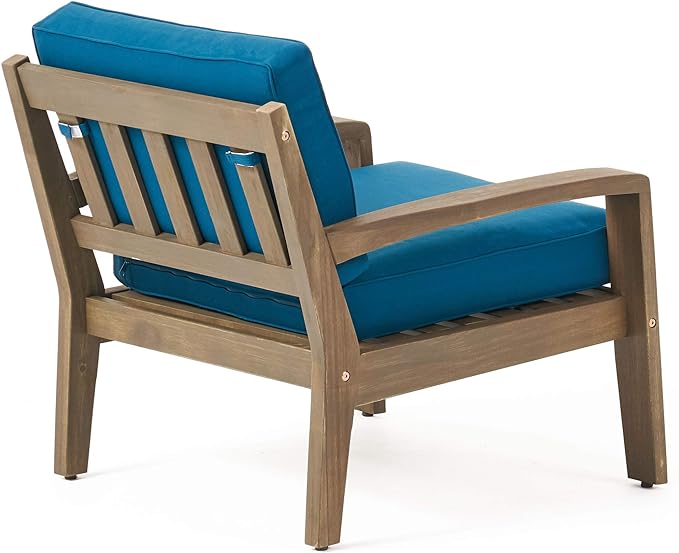 Grenada Club Chair Patio Seating with Acacia Wood Frame - Grey