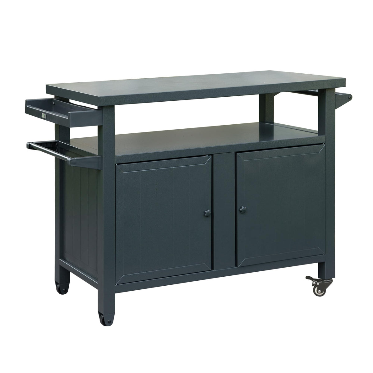 Metal Outdoor Grill Carts Cabinet with Wheels - Grey
