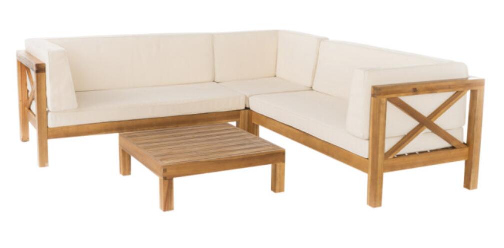 Brava X-Back 4-Piece Sofa Set with Water-Resistant Cushions - Beige