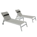 Outdoor Aluminum Patio Chaise Lounge Set of 3 with Adjustable Recliner - Grey