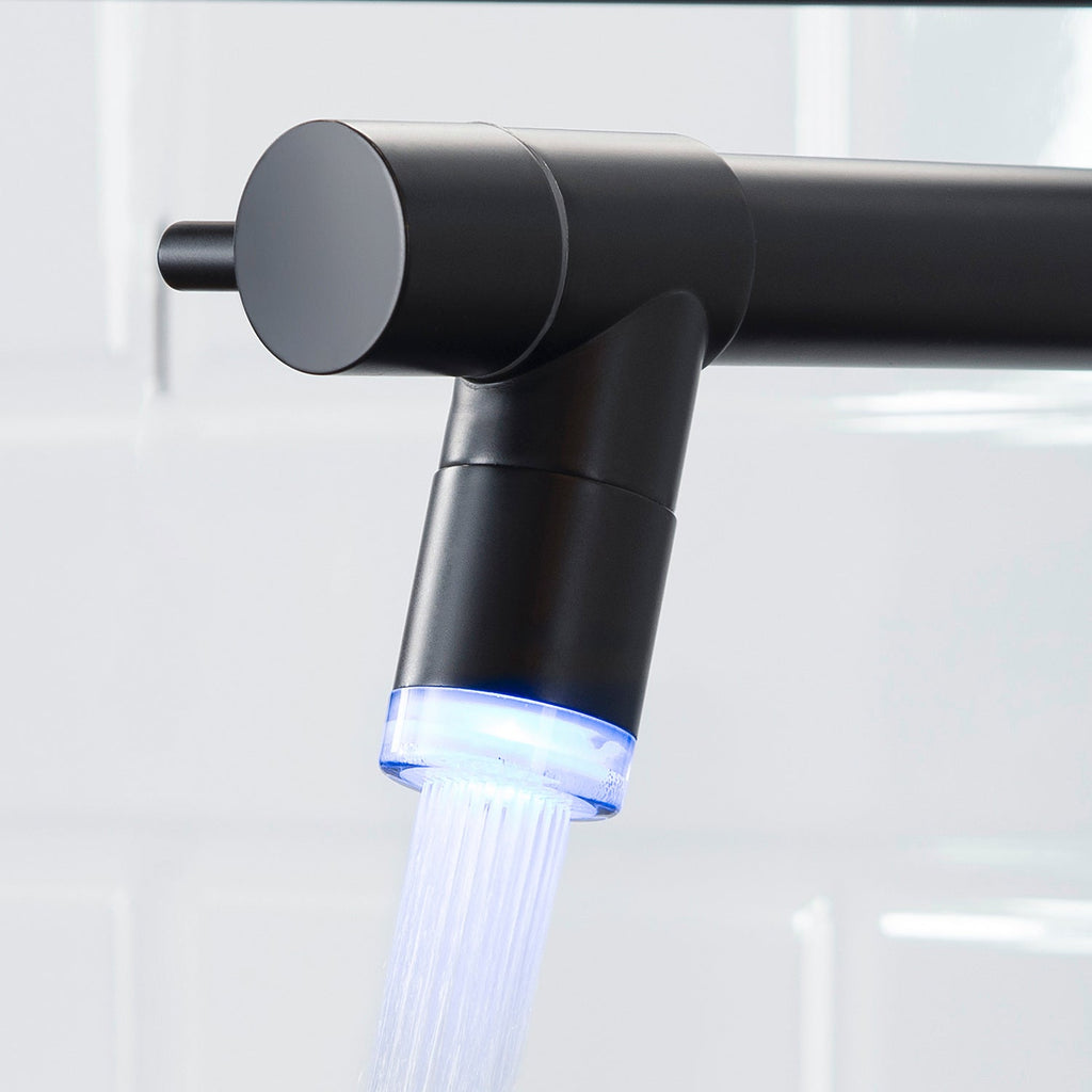 LED Commercial Kitchen Faucet with Pull Down Sprayer - Matte Black