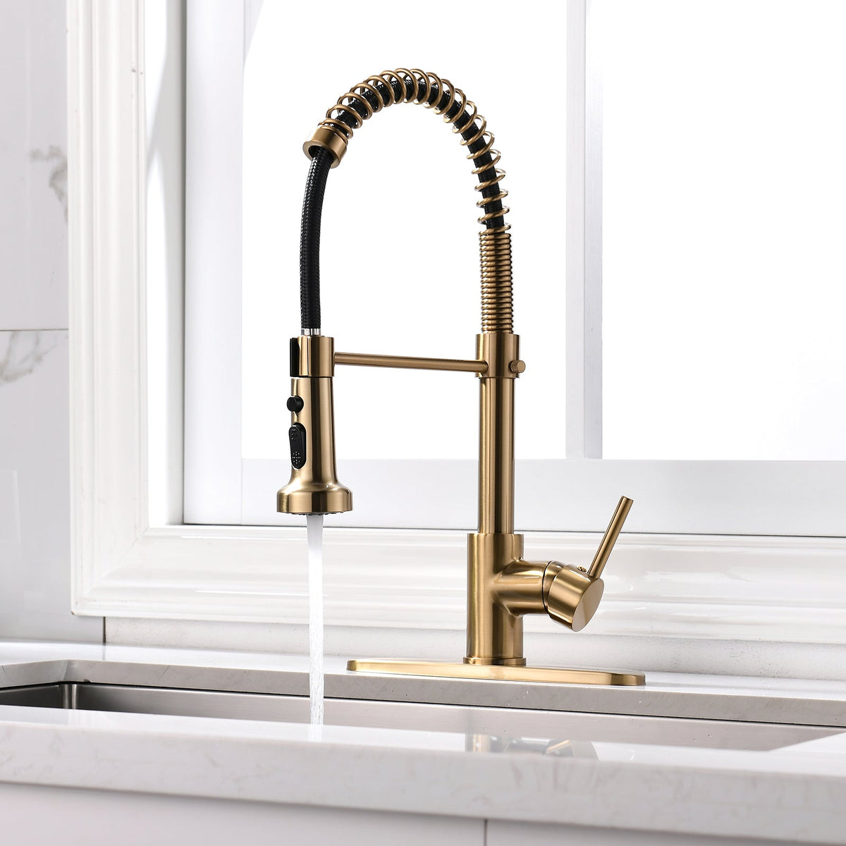 Brushed Nickel Kitchen Faucet with Pull-Down Sprayer - Brushed Nickel