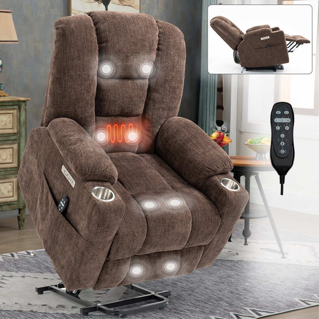 Large Power Lift Recliner Chair with Massage & Heat - Chenille