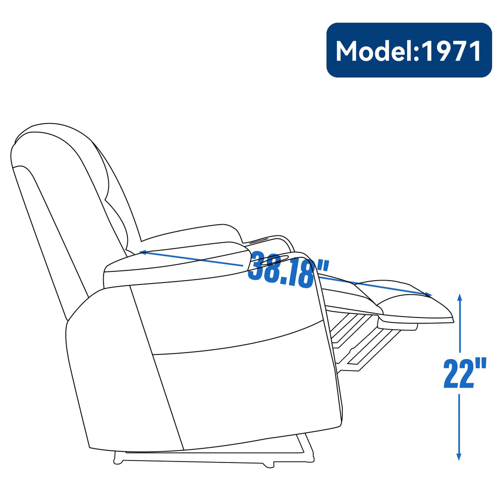 Large Power Lift Recliner Chair with Massage & Heat - Chenille