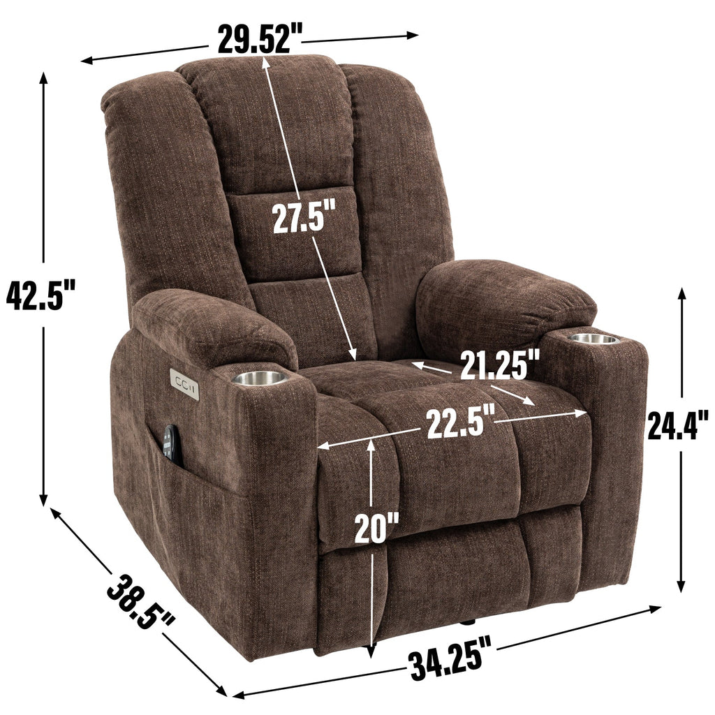 Large Power Lift Recliner Chair with Massage & Heat - Chenille